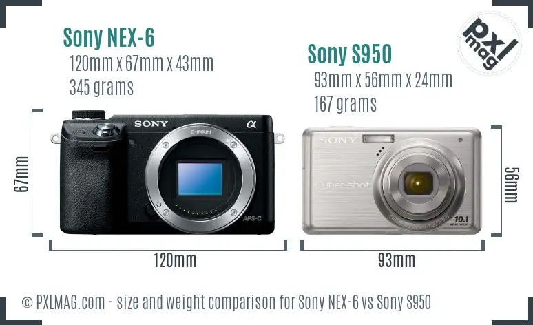 Sony NEX-6 vs Sony S950 size comparison