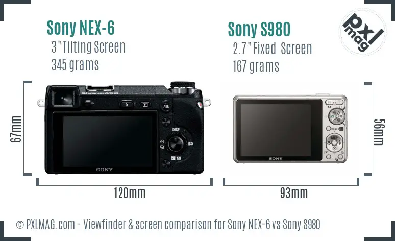 Sony NEX-6 vs Sony S980 Screen and Viewfinder comparison