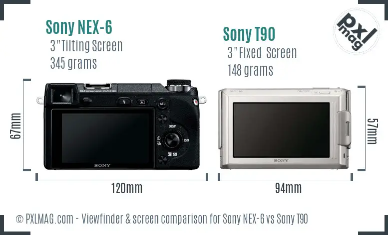Sony NEX-6 vs Sony T90 Screen and Viewfinder comparison