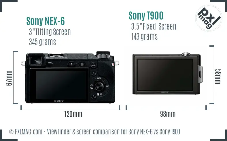 Sony NEX-6 vs Sony T900 Screen and Viewfinder comparison