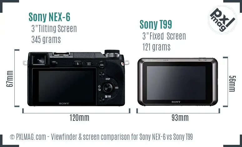 Sony NEX-6 vs Sony T99 Screen and Viewfinder comparison