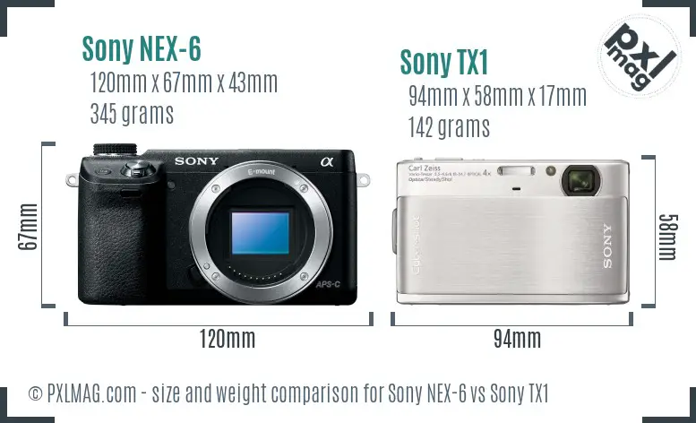 Sony NEX-6 vs Sony TX1 size comparison