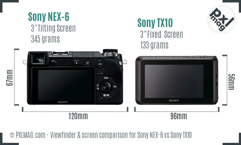 Sony NEX-6 vs Sony TX10 Screen and Viewfinder comparison