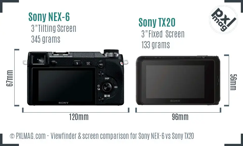 Sony NEX-6 vs Sony TX20 Screen and Viewfinder comparison