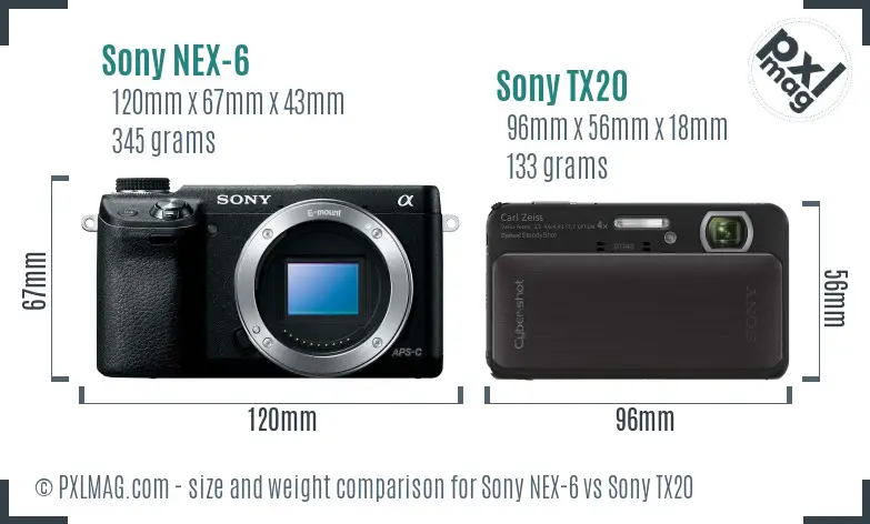 Sony NEX-6 vs Sony TX20 size comparison