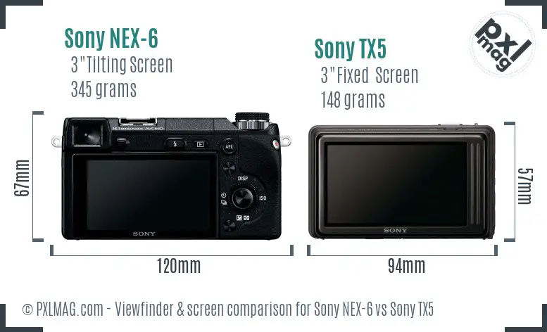 Sony NEX-6 vs Sony TX5 Screen and Viewfinder comparison