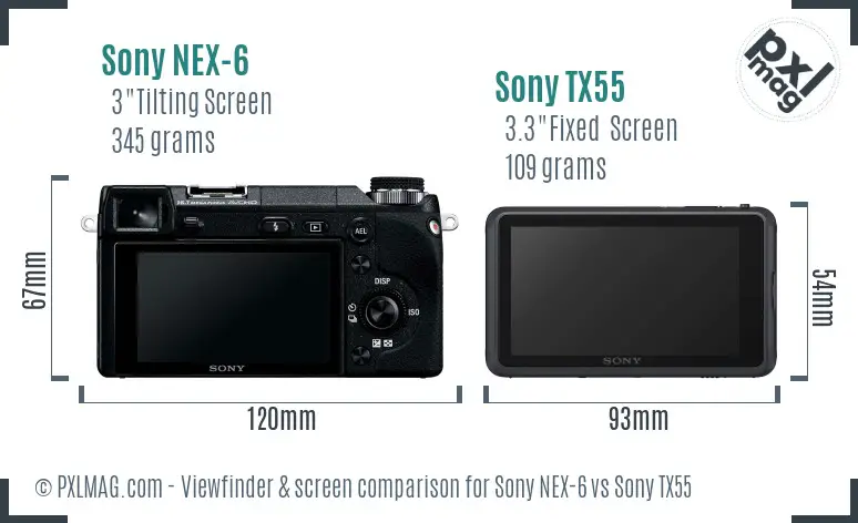 Sony NEX-6 vs Sony TX55 Screen and Viewfinder comparison