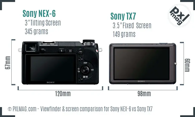 Sony NEX-6 vs Sony TX7 Screen and Viewfinder comparison