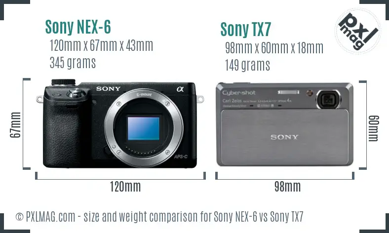 Sony NEX-6 vs Sony TX7 size comparison