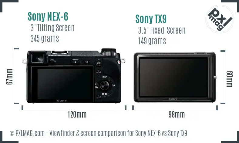 Sony NEX-6 vs Sony TX9 Screen and Viewfinder comparison