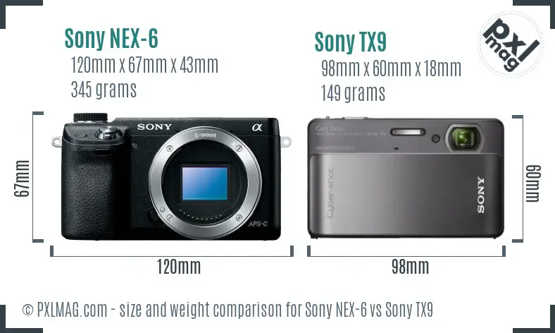Sony NEX-6 vs Sony TX9 size comparison