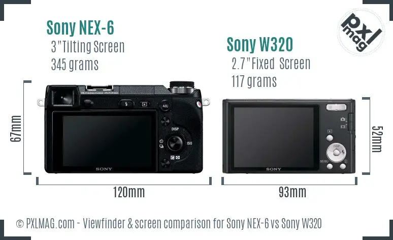 Sony NEX-6 vs Sony W320 Screen and Viewfinder comparison