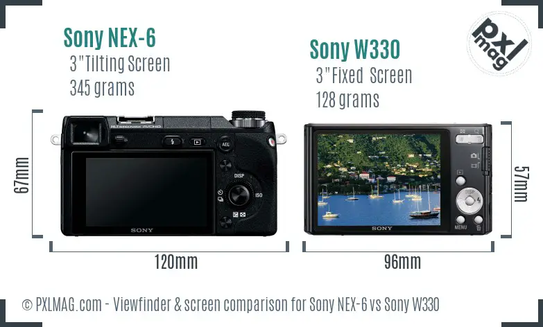 Sony NEX-6 vs Sony W330 Screen and Viewfinder comparison