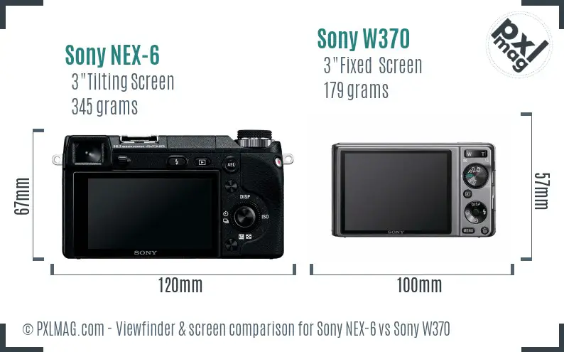 Sony NEX-6 vs Sony W370 Screen and Viewfinder comparison