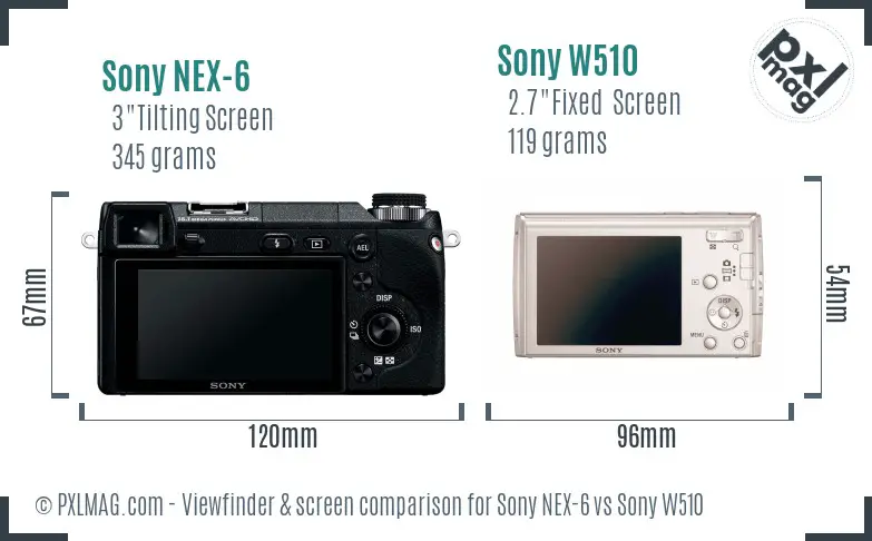 Sony NEX-6 vs Sony W510 Screen and Viewfinder comparison
