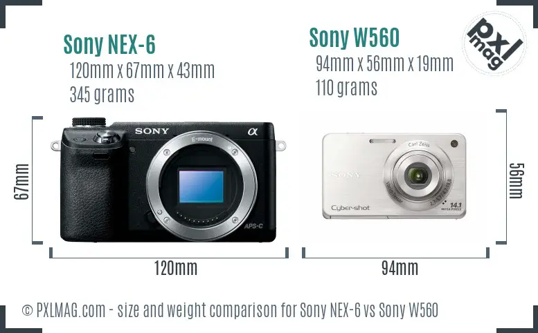 Sony NEX-6 vs Sony W560 size comparison
