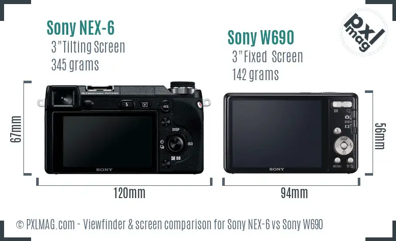 Sony NEX-6 vs Sony W690 Screen and Viewfinder comparison
