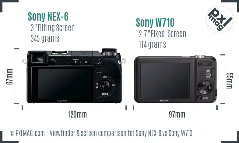 Sony NEX-6 vs Sony W710 Screen and Viewfinder comparison