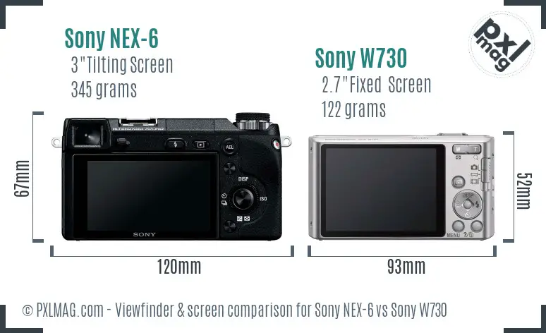 Sony NEX-6 vs Sony W730 Screen and Viewfinder comparison