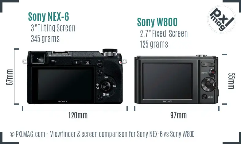 Sony NEX-6 vs Sony W800 Screen and Viewfinder comparison