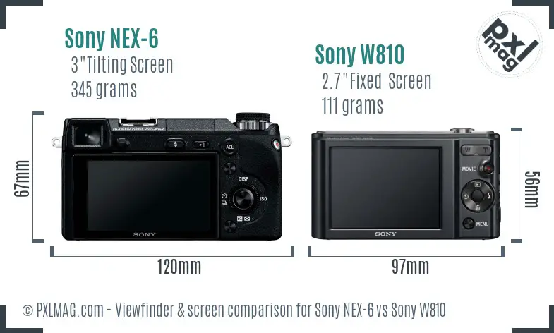Sony NEX-6 vs Sony W810 Screen and Viewfinder comparison