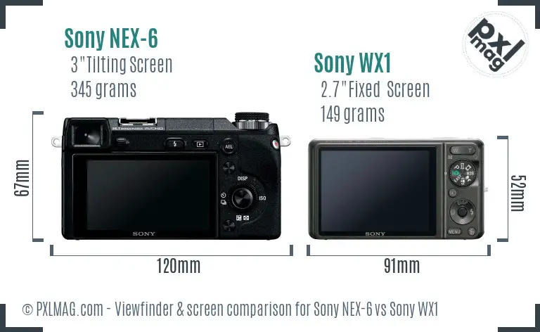 Sony NEX-6 vs Sony WX1 Screen and Viewfinder comparison