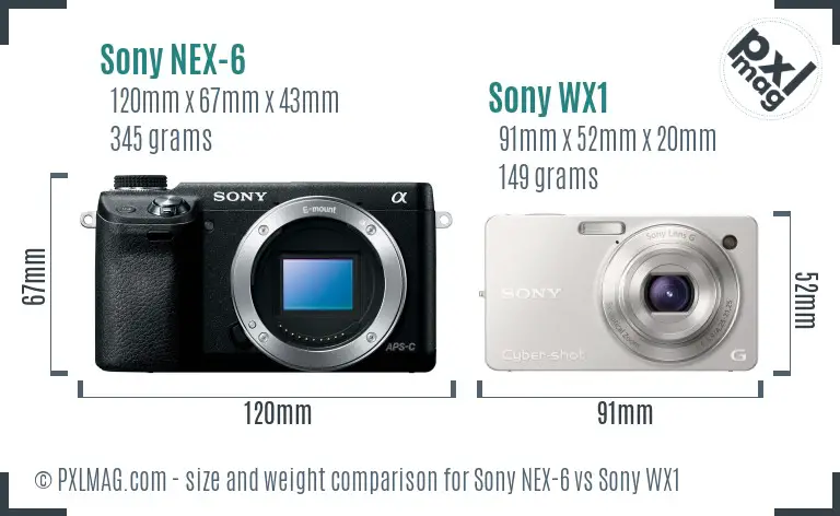Sony NEX-6 vs Sony WX1 size comparison