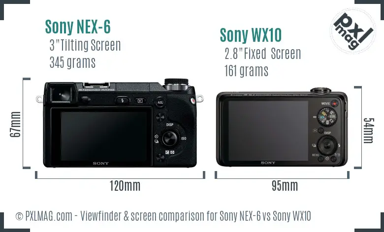 Sony NEX-6 vs Sony WX10 Screen and Viewfinder comparison