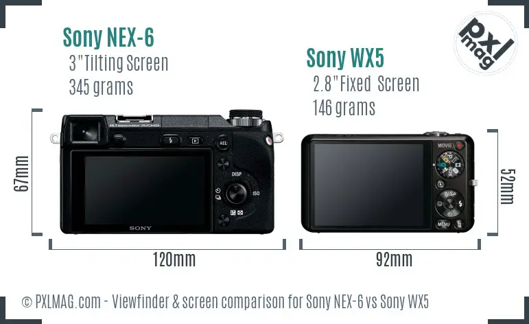 Sony NEX-6 vs Sony WX5 Screen and Viewfinder comparison