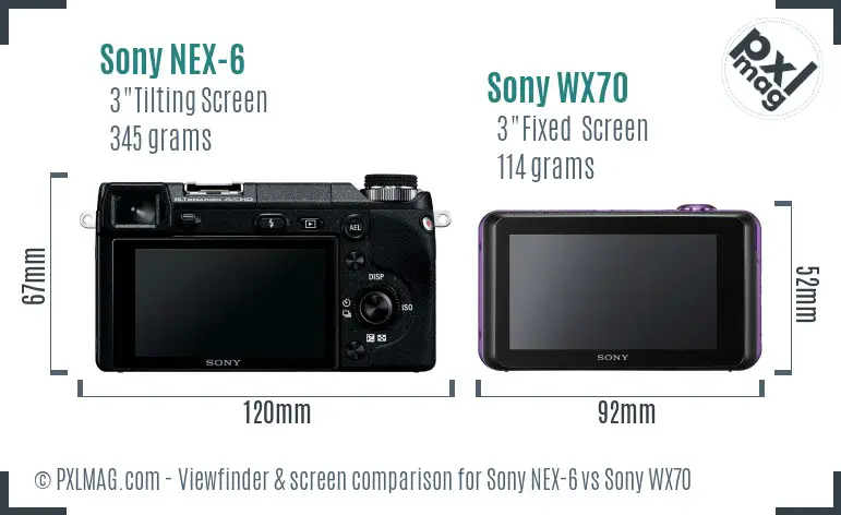 Sony NEX-6 vs Sony WX70 Screen and Viewfinder comparison