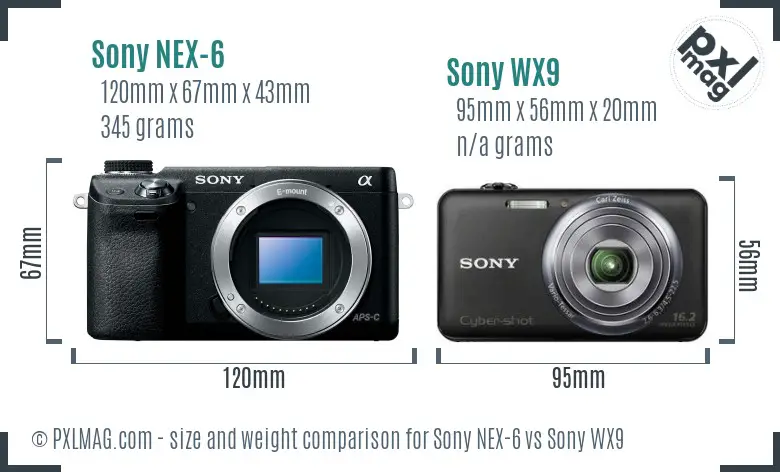 Sony NEX-6 vs Sony WX9 size comparison