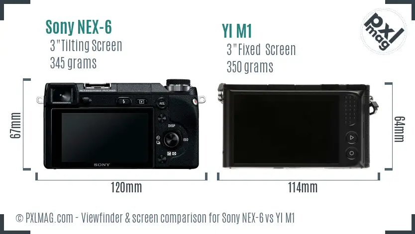 Sony NEX-6 vs YI M1 Screen and Viewfinder comparison