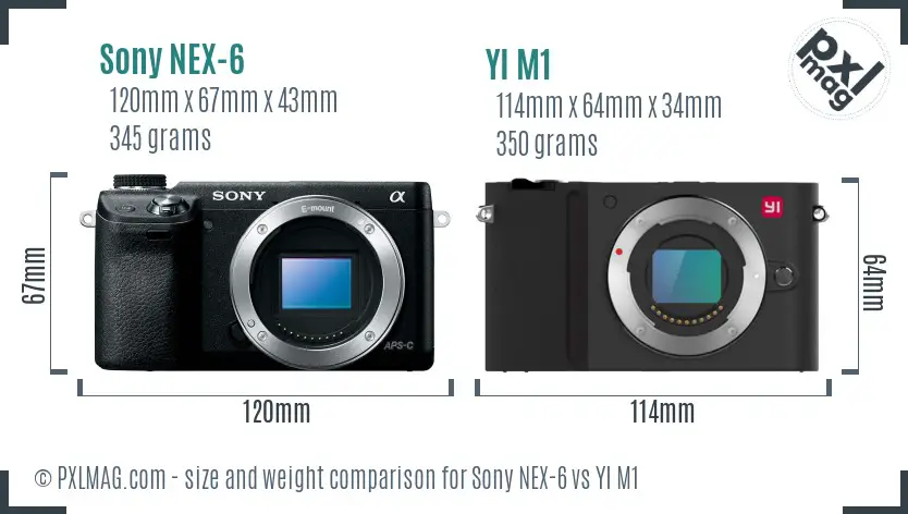 Sony NEX-6 vs YI M1 size comparison