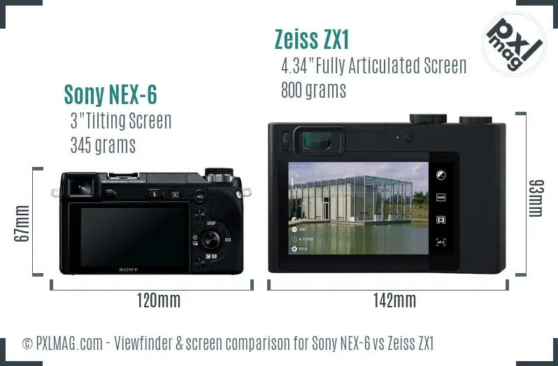 Sony NEX-6 vs Zeiss ZX1 Screen and Viewfinder comparison