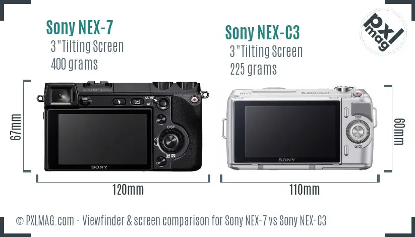 Sony NEX-7 vs Sony NEX-C3 Screen and Viewfinder comparison