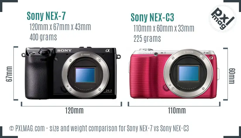 Sony NEX-7 vs Sony NEX-C3 size comparison