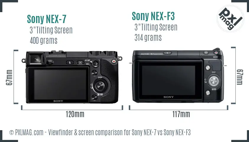 Sony NEX-7 vs Sony NEX-F3 Screen and Viewfinder comparison