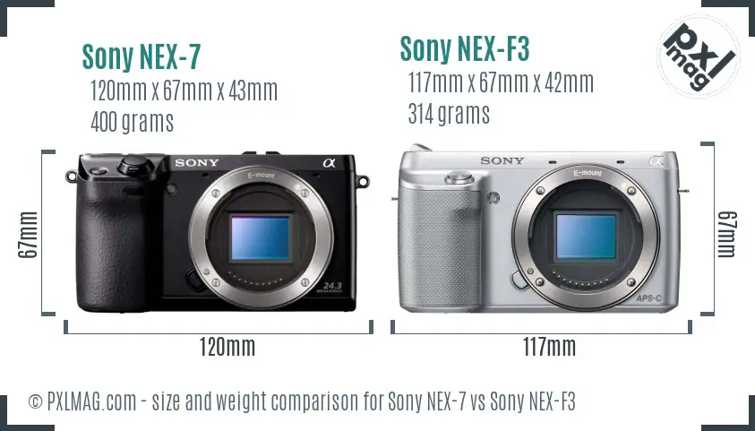 Sony NEX-7 vs Sony NEX-F3 size comparison