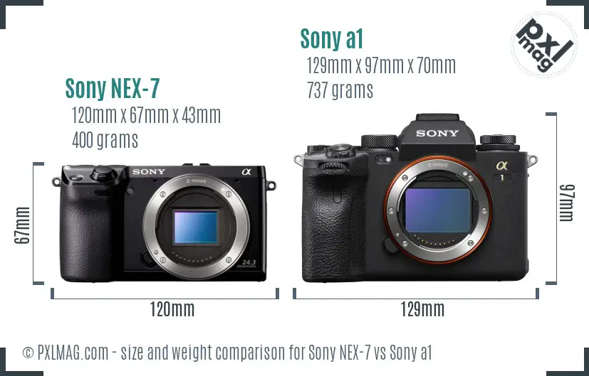 Sony NEX-7 vs Sony a1 size comparison Sony NEX-7 vs Sony a1 size comparison