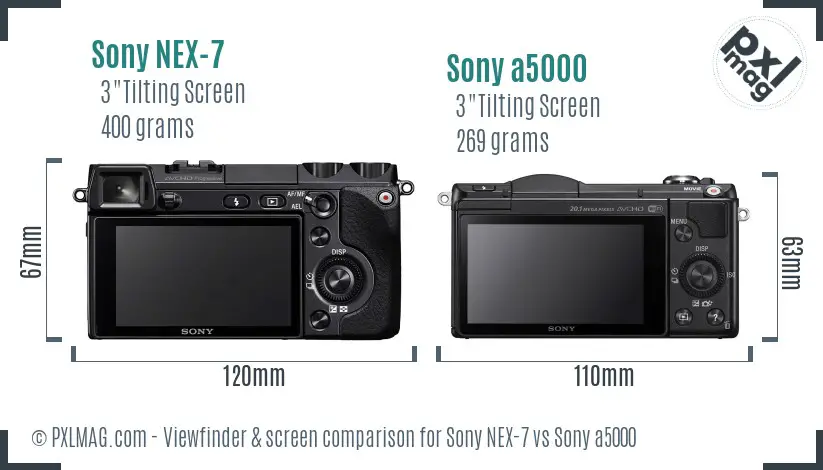Sony NEX-7 vs Sony a5000 Screen and Viewfinder comparison