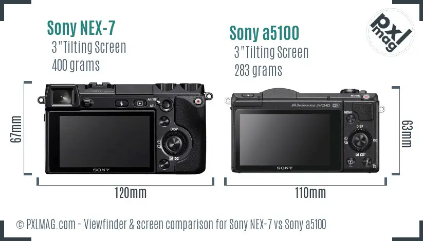 Sony NEX-7 vs Sony a5100 Screen and Viewfinder comparison