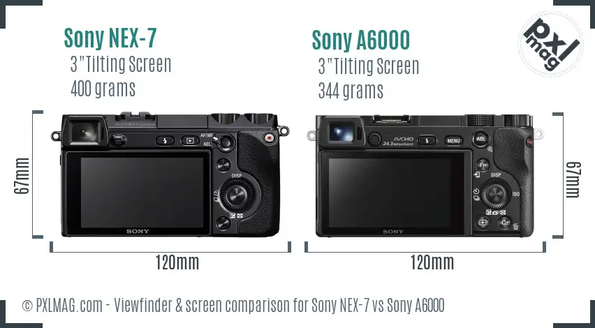 Sony NEX-7 vs Sony A6000 Screen and Viewfinder comparison
