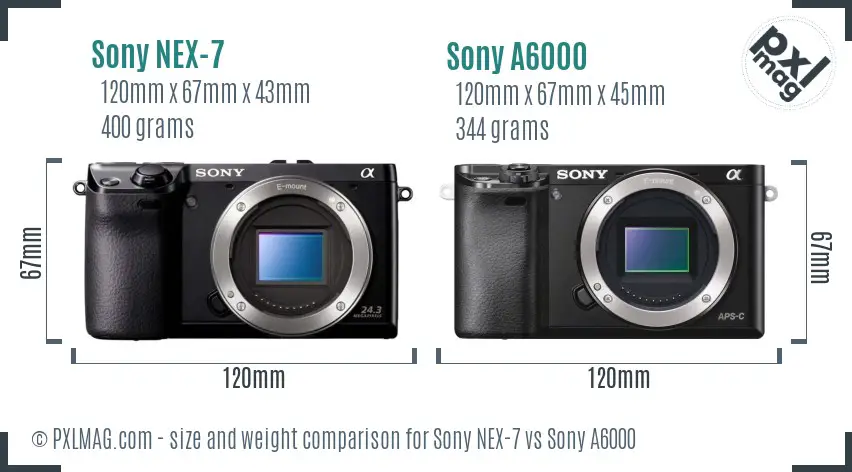 Sony NEX-7 vs Sony A6000 size comparison