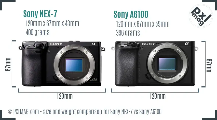 Sony NEX-7 vs Sony A6100 size comparison
