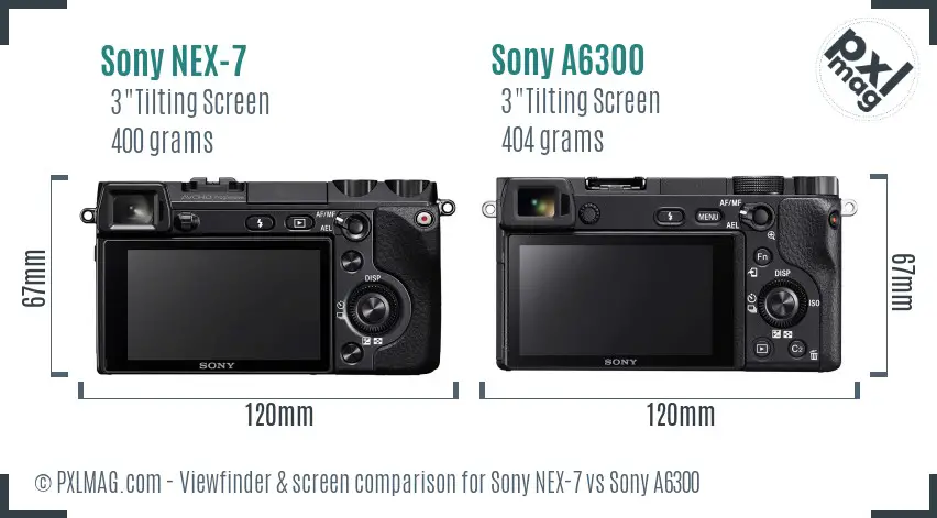 Sony NEX-7 vs Sony A6300 Screen and Viewfinder comparison