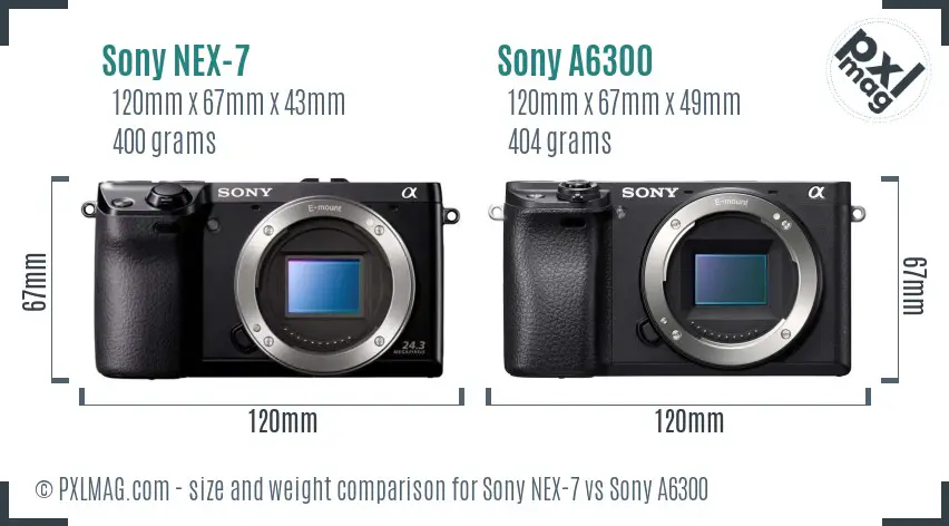 Sony NEX-7 vs Sony A6300 size comparison