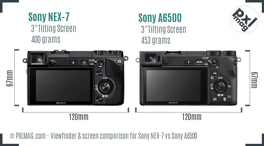 Sony NEX-7 vs Sony A6500 Screen and Viewfinder comparison