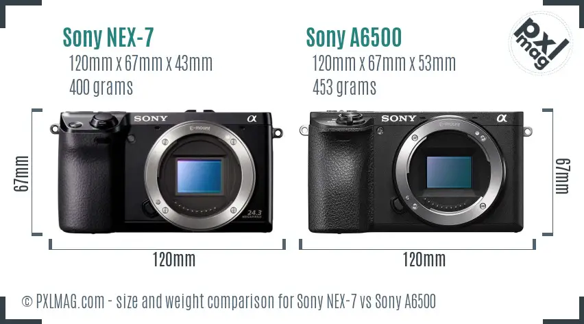 Sony NEX-7 vs Sony A6500 size comparison