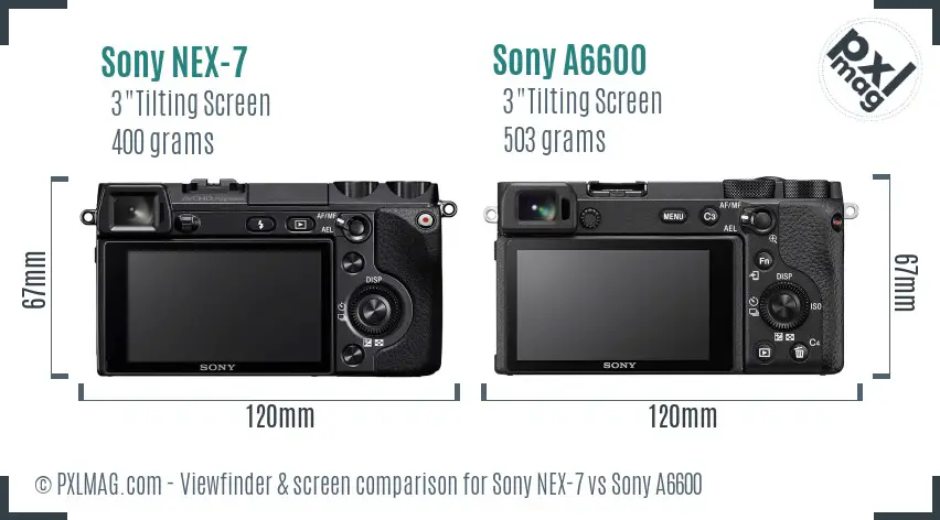 Sony NEX-7 vs Sony A6600 Screen and Viewfinder comparison