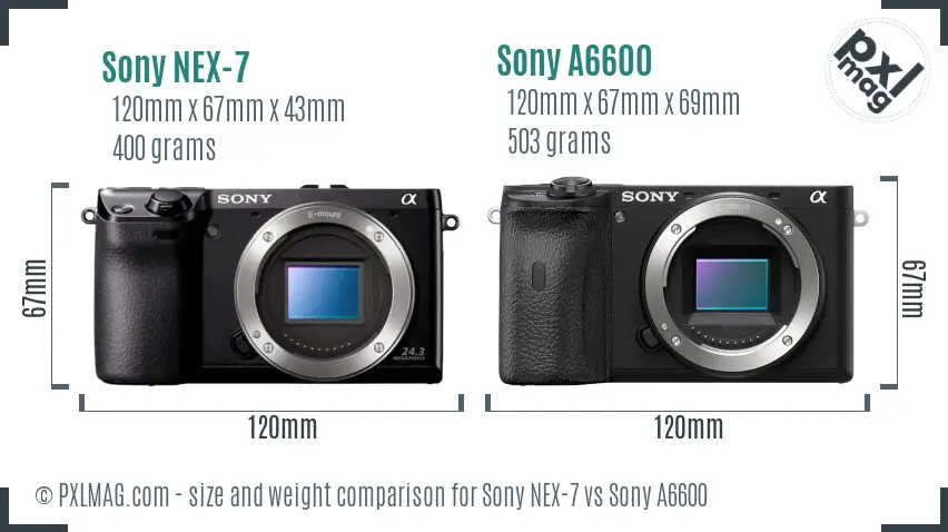 Sony NEX-7 vs Sony A6600 size comparison